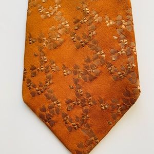 SALVATORE FERRAGAMO Silk Mens Tie Orange & Taupe Abstract ITALY